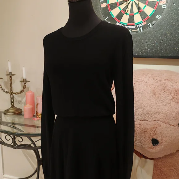 Maje Black Wool Drape Sweater Rolland Open Back Midi Dress size 1/Small 0260 - Picture 11 of 16